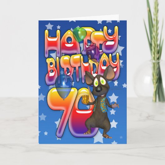 70e Anniversaire Carte mignonne avec petite souris (Devant)
