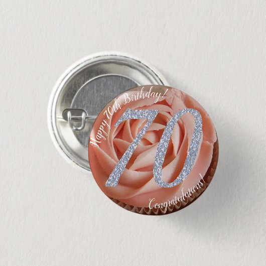 70e Anniversaire Cupcake 3 Cm Round Badge (Devant & derrière)