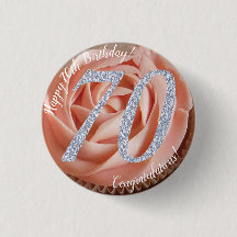 70e Anniversaire Cupcake 3 Cm Round Badge