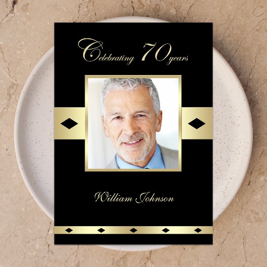 70e anniversaire de fête Invitation Photo 70e