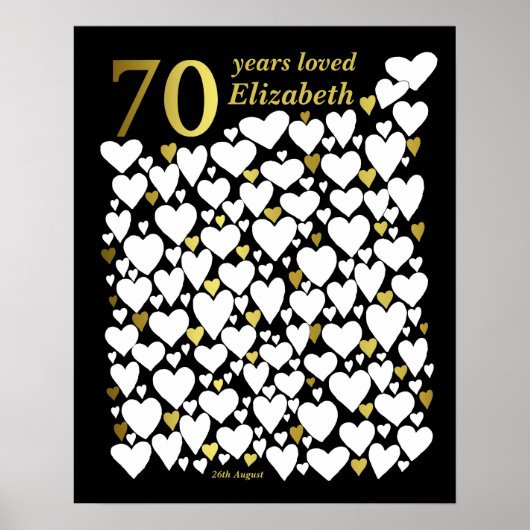 70e Anniversaire de la fête Invité Livre Poster ca (Devant)