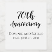 70e anniversaire de Mariage Étiquette de bouteille (Étiquettes simples)