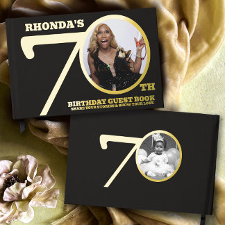 70e anniversaire deux photos noir or