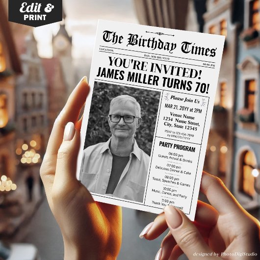 70e anniversaire du journal Invitation avec le pro