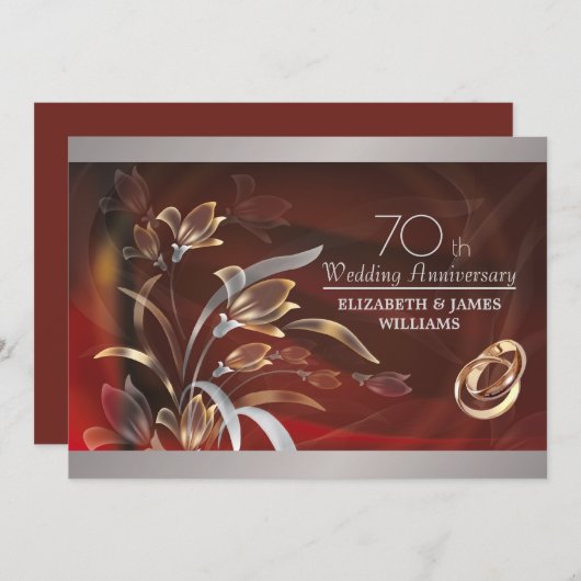 70e anniversaire du Mariage Invitations (Devant / Derrière)