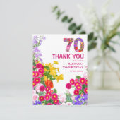 70e anniversaire fête floral plat carte de remerci (Debout devant)