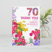 70e anniversaire fête floral plat carte de remerci (Debout devant)