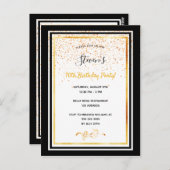 70e anniversaire fête noir blanc or invitation (Devant / Derrière)