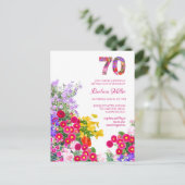 70e anniversaire fleurie invitation carte postale (Debout devant)
