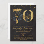 70e anniversaire Gold Floral Invitation (Devant / Derrière)