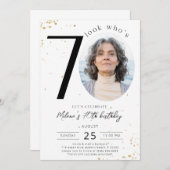 70e anniversaire Gold Invitation avec photo (Devant / Derrière)