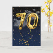 70e Anniversaire Gold Mylar Balloon et carte Confe (Fleur jaune)