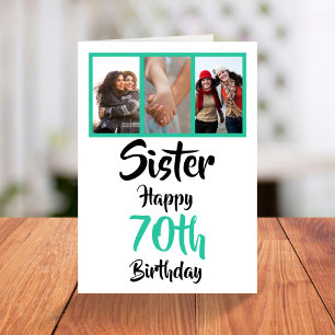 70e anniversaire heureux soeur carte photo collage