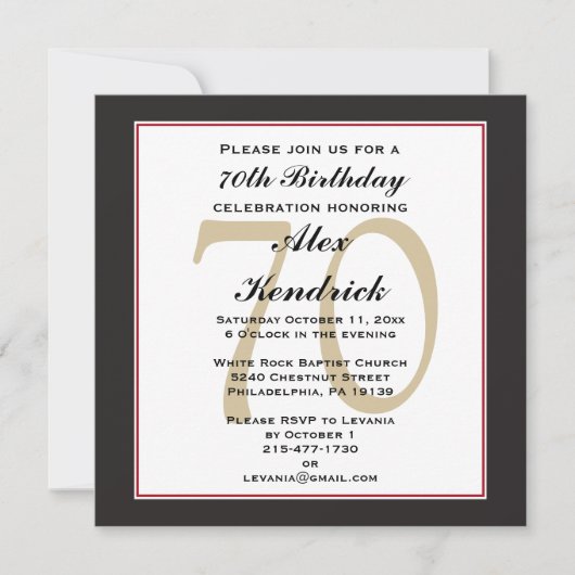 70e anniversaire Invitation (Devant)