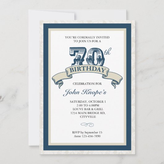 70e anniversaire Invitation (Devant)
