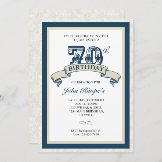 70e anniversaire Invitation (Devant / Derrière)