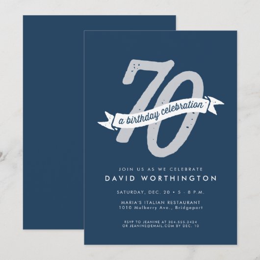70e anniversaire invitation (Devant / Derrière)