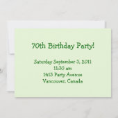 70e anniversaire Invitation à la fête! (Dos)