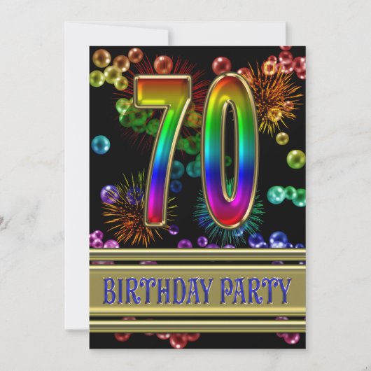70e anniversaire Invitation avec bulles (Devant)