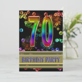 70e anniversaire Invitation avec bulles (Debout devant)