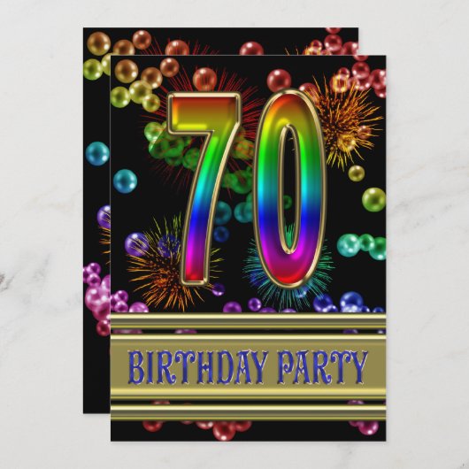 70e anniversaire Invitation avec bulles (Devant / Derrière)