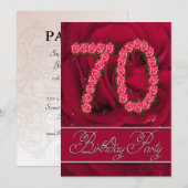 70e anniversaire invitation avec roses (Devant / Derrière)