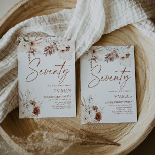 70e anniversaire Invitation Boho Pampas