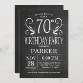70e anniversaire Invitation Chalkboard Floral (Devant / Derrière)