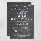 70e anniversaire Invitation Chalkboard lumières (Devant / Derrière)