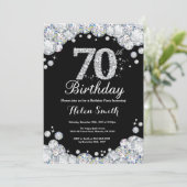 70e anniversaire Invitation Chalkboard Silver Diam (Debout devant)