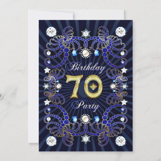 70e anniversaire invitation de fête avec des masse (Devant)