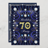 70e anniversaire invitation de fête avec des masse (Devant / Derrière)