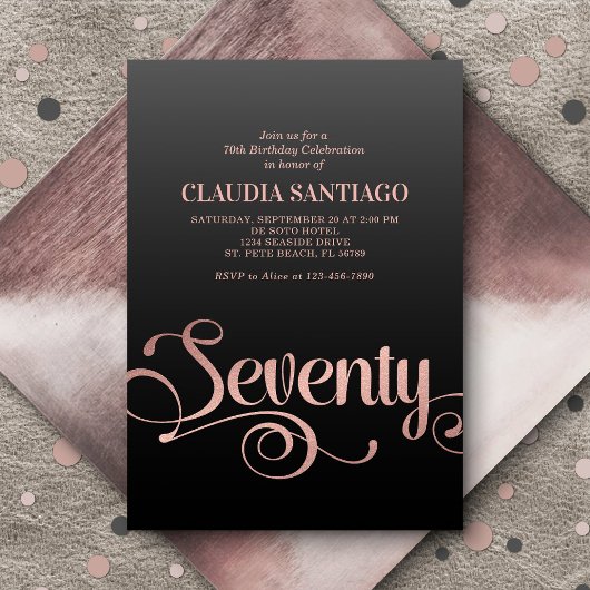 70e anniversaire Invitation de script moderne