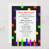 70e anniversaire Invitation fête bougies et points (Devant)