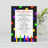 70e anniversaire Invitation fête bougies et points (Debout devant)