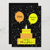 70e anniversaire Invitation Fun 70e gâteau (Devant / Derrière)