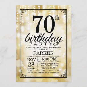 70e anniversaire Invitation Gold Parties scintilla