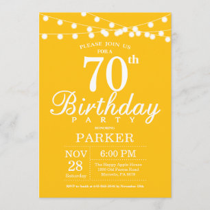 70e anniversaire Invitation Jaune