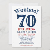 70e anniversaire Invitation Mens Marine Bleu (Devant)