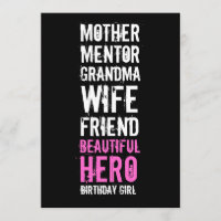 70e anniversaire Invitation - Mère belle héroïne