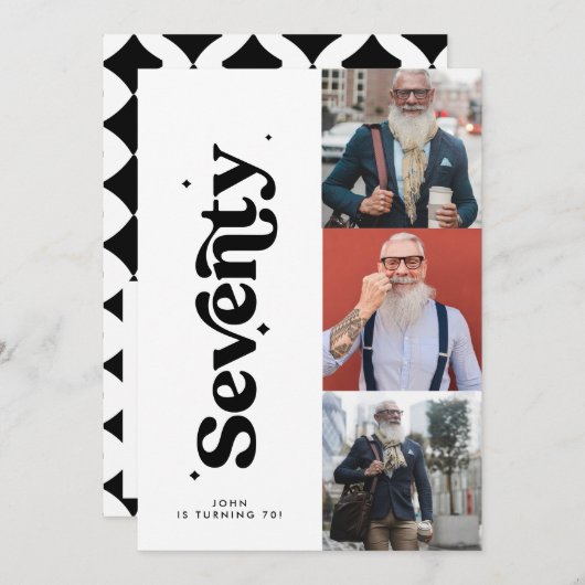 70e anniversaire invitation moderne minimaliste ph (Devant / Derrière)