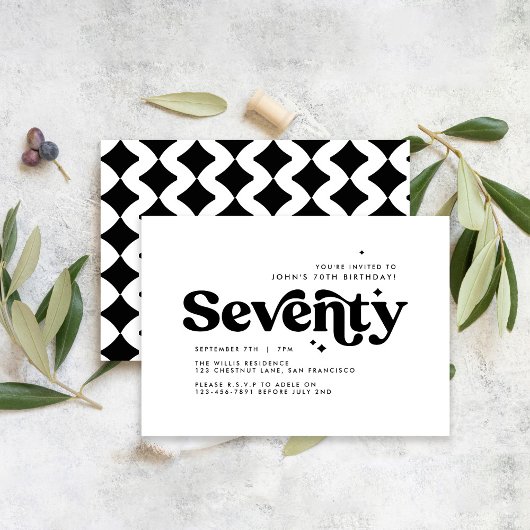 70e anniversaire invitation moderne minimaliste si