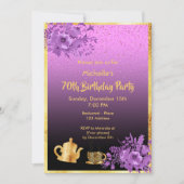 70e anniversaire invitation or noir violet (Devant)