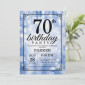 70e anniversaire Invitation Parties scintillant bl (Debout devant)