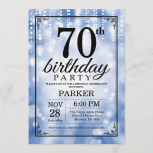70e anniversaire Invitation Parties scintillant bl