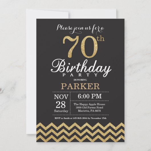70e anniversaire Invitation Parties scintillant no (Devant)