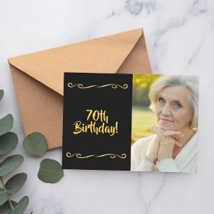 70e anniversaire invitation photo noir or glam