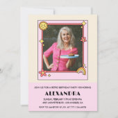 70e anniversaire invitation Retro Super rose flora (Devant)