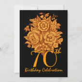 70e anniversaire Invitation Roses d'or (Devant)