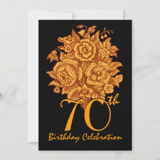 70e anniversaire Invitation Roses d'or (Devant)